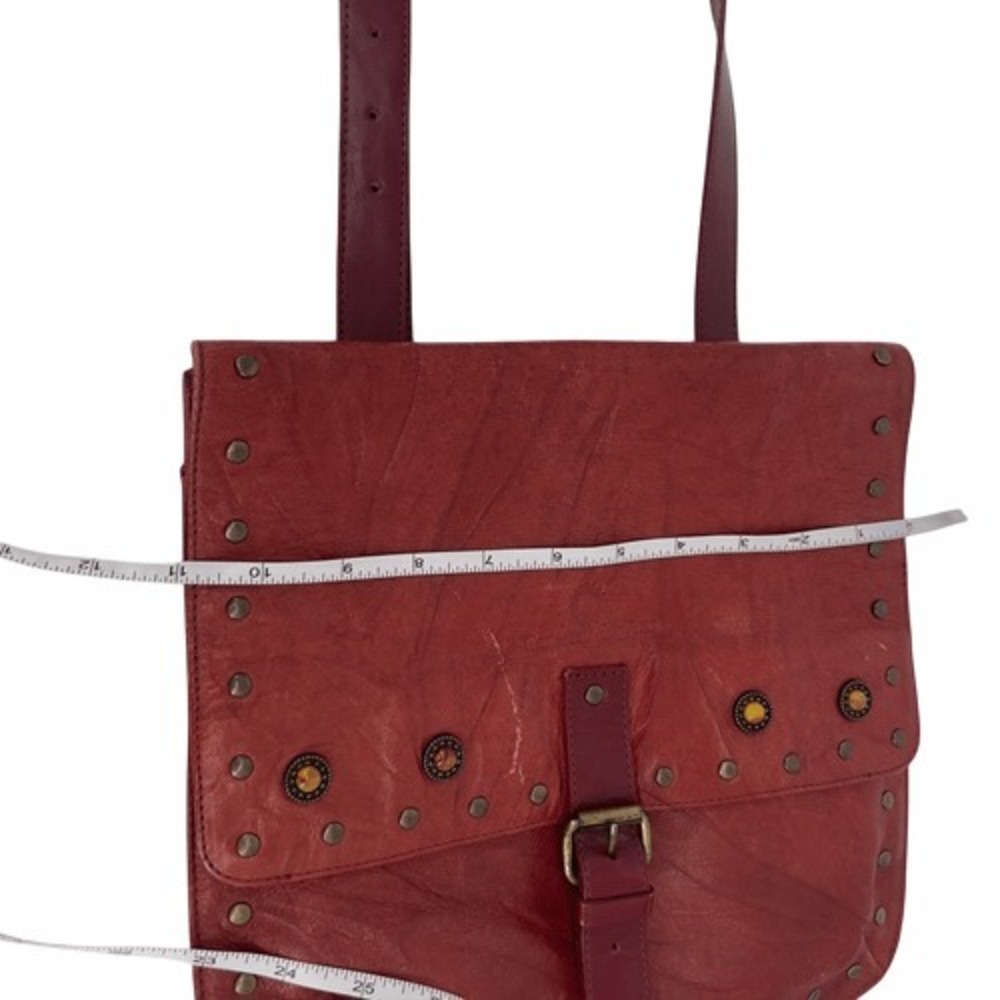Carmen Steffens Red Studded Leather Crossbody Bag Adjustable Strap - Picture 15 of 15